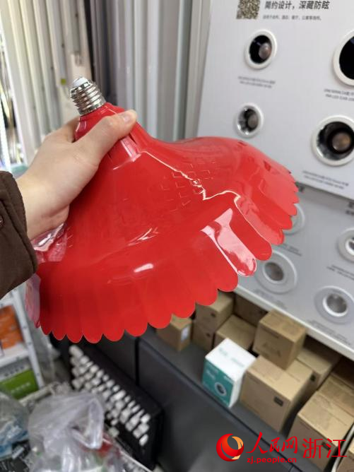 11月25日,杭州建华市场四区一照明店铺内销售红罩生鲜灯。人民网记者 叶宾得摄